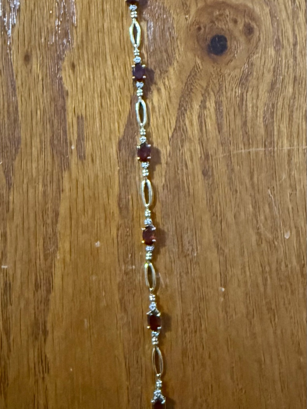 10k Solid Gold Tone Bracelet with Garnet Red Stones - Women Jewelry